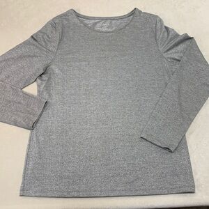 Like new Talbots silver metallic long sleeve t-shirt festive holiday women’s med